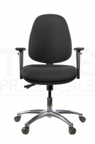 ESD Low Chair | High Back | Adjustable Arms | Static Seat | Standard Castors | Anthracite Grey | E-Tech