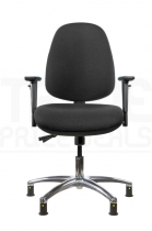 ESD Low Chair | High Back | Adjustable Arms | Static Seat | Glides | Anthracite Grey | E-Tech