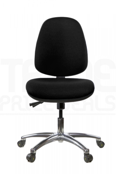 ESD Low Chair | High Back | No Arms | Seat Slide | Standard Castors | Black | E-Tech