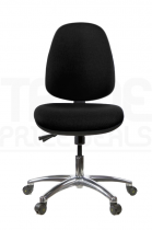 ESD Low Chair | High Back | No Arms | Seat Slide | Braked Castors | Black | E-Tech