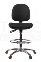 ESD Draughtsman Chair | Chrome Footrest | Medium Back | No Arms | Static Seat | Braked Castors | Charcoal Grey | E-Tech