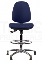 ESD Draughtsman Chair | Chrome Footrest | High Back | No Arms | Independent Seat Tilt | Glides | Twilight Navy | E-Tech