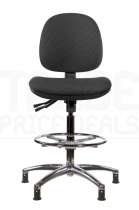 ESD Draughtsman Chair | Chrome Footrest | Medium Back | No Arms | Independent Seat Tilt | Glides | Anthracite Grey | E-Tech