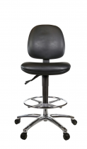 ESD Vinyl Draughtsman Chair | Medium Back | No Arms | Braked Castors | Black | C-Tech