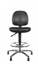 ESD Vinyl Draughtsman Chair | Medium Back | No Arms | Glides | Black | C-Tech