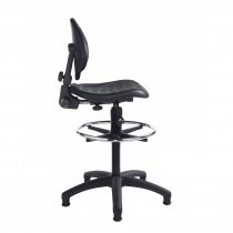 Draughtsman Chair | Chrome Footrest | No Arms | Glides | Black | Prema