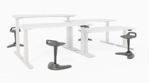 Sit-Stand Desk | 1200 x 600mm | Silver Legs | Grey Oak Top | Cable Ports | Air