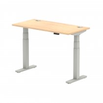 Sit-Stand Desk | 1200 x 600mm | Silver Legs | Maple Top | Cable Ports | Air