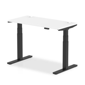 Sit-Stand Desk | 1200 x 600mm | Black Legs | White Top | Cable Ports | Air