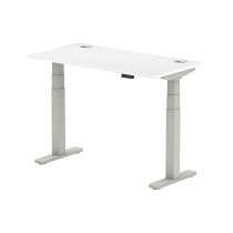 Sit-Stand Desk | 1200 x 600mm | Silver Legs | White Top | Cable Ports | Air