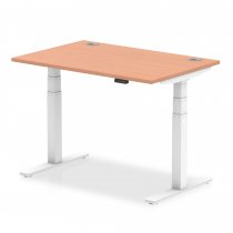 Sit-Stand Desk | 1200 x 800mm | White Legs | Beech Top | Cable Ports | Air