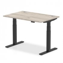 Sit-Stand Desk | 1200 x 800mm | Black Legs | Grey Oak Top | Cable Ports | Air