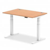 Sit-Stand Desk | 1200 x 800mm | White Legs | Oak Top | Cable Ports | Air