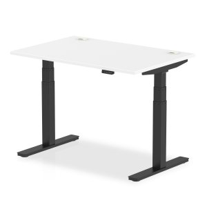 Sit-Stand Desk | 1200 x 800mm | Black Legs | White Top | Cable Ports | Air