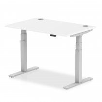Sit-Stand Desk | 1200 x 800mm | Silver Legs | White Top | Cable Ports | Air
