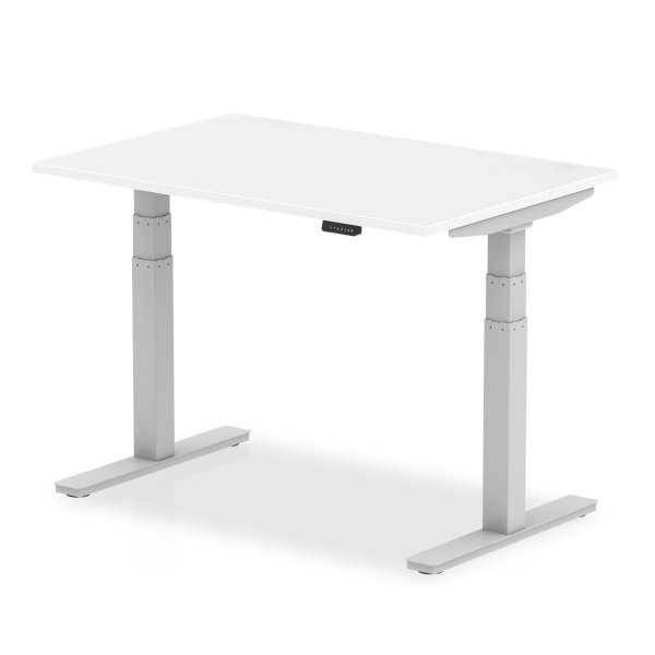 Sit-Stand Desk | 1200 x 800mm | Silver Legs | White Top | Air