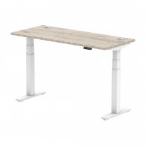Sit-Stand Desk | 1400 x 600mm | White Legs | Grey Oak Top | Cable Ports | Air