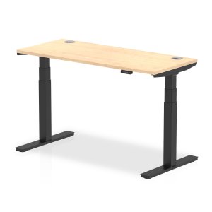 Sit-Stand Desk | 1400 x 600mm | Black Legs | Maple Top | Cable Ports | Air