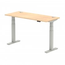 Sit-Stand Desk | 1400 x 600mm | Silver Legs | Maple Top | Cable Ports | Air