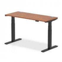 Sit-Stand Desk | 1400 x 600mm | Black Legs | Walnut Top | Cable Ports | Air