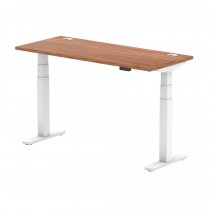 Sit-Stand Desk | 1400 x 600mm | White Legs | Walnut Top | Cable Ports | Air