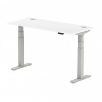 Sit-Stand Desk | 1400 x 600mm | Silver Legs | White Top | Cable Ports | Air