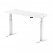 Sit-Stand Desk | 1400 x 600mm | White Legs | White Top | Cable Ports | Air