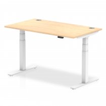 Sit-Stand Desk | 1400 x 800mm | White Legs | Maple Top | Cable Ports | Air