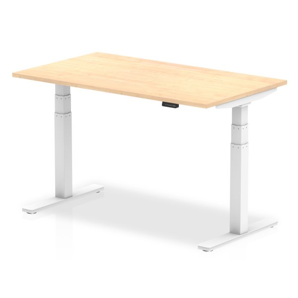 Sit-Stand Desk | 1400 x 800mm | White Legs | Maple Top | Air