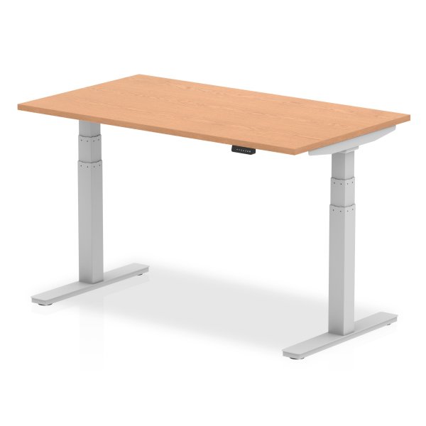 Sit-Stand Desk | 1400 x 800mm | Silver Legs | Oak Top | Air