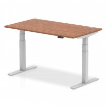 Sit-Stand Desk | 1400 x 800mm | Silver Legs | Walnut Top | Cable Ports | Air