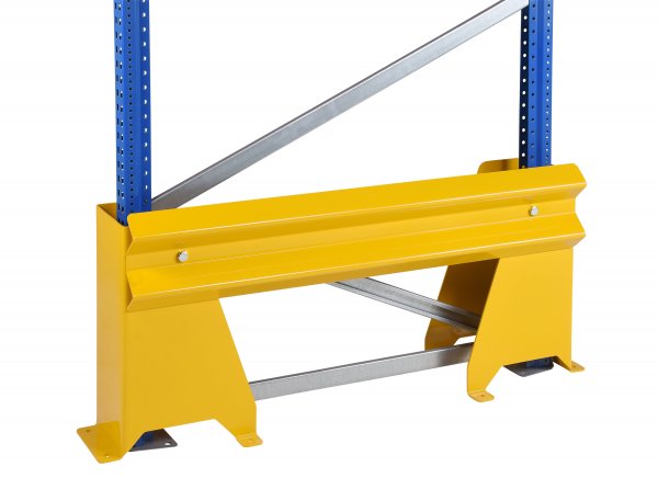 Rack End Protector Kit | U-Shape Protectors | Formed Steel Connecting Bar | 1020mm Wide | Yellow | Loadtek
