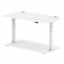 Sit-Stand Desk | 1400 x 800mm | White Legs | White Top | Cable Ports | Air