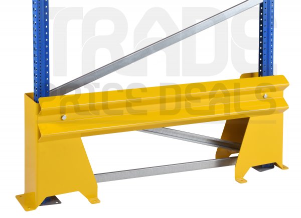 Rack End Protector Kit | U-Shape Protectors | Formed Steel Connecting Bar | 1220mm Wide | Yellow | Loadtek