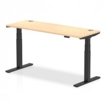 Sit-Stand Desk | 1600 x 600mm | Black Legs | Maple Top | Cable Ports | Air