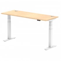 Sit-Stand Desk | 1600 x 600mm | White Legs | Maple Top | Cable Ports | Air