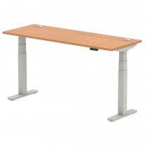 Sit-Stand Desk | 1600 x 600mm | Silver Legs | Oak Top | Cable Ports | Air