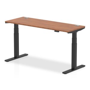 Sit-Stand Desk | 1600 x 600mm | Black Legs | Walnut Top | Cable Ports | Air