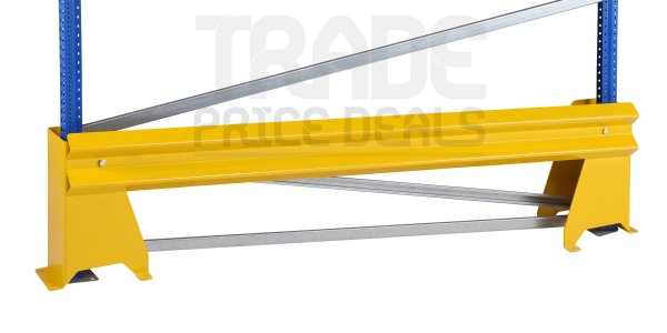 Rack End Protector Kit | U-Shape Protectors | Formed Steel Connecting Bar | 2120mm Wide | Yellow | Loadtek