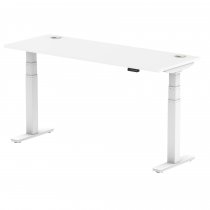 Sit-Stand Desk | 1600 x 600mm | White Legs | White Top | Cable Ports | Air