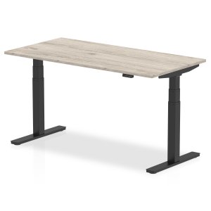 Sit-Stand Desk | 1600 x 800mm | Black Legs | Grey Oak Top | Air