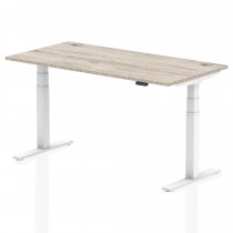 Sit-Stand Desk | 1600 x 800mm | Grey Oak Legs | Grey Oak Top | Cable Ports | Air