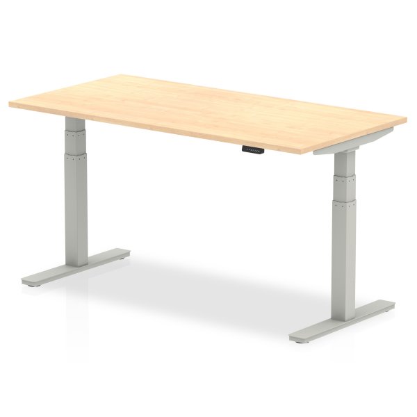 Sit-Stand Desk | 1600 x 800mm | Silver Legs | Maple Top | Air