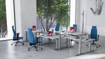 Sit-Stand Desk | 1600 x 800mm | Black Legs | Oak Top | Cable Ports | Air