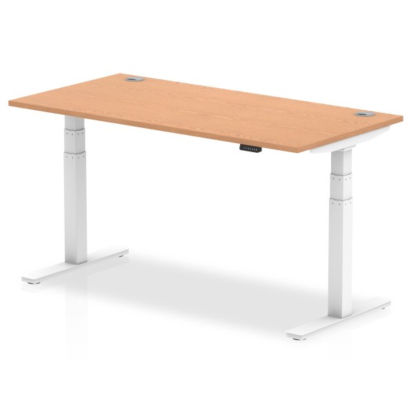 Sit-Stand Desk | 1600 x 800mm | Oak Legs | Oak Top | Cable Ports | Air