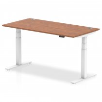 Sit-Stand Desk | 1600 x 800mm | Walnut Legs | Walnut Top | Cable Ports | Air