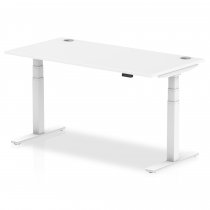 Sit-Stand Desk | 1600 x 800mm | White Legs | White Top | Cable Ports | Air