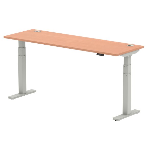 Sit-Stand Desk | 1800 x 600mm | Silver Legs | Beech Top | Cable Ports | Air