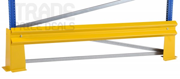 Rack End Protector Kit | L-Shape Protectors | Formed Steel Connecting Bar | 2120mm Wide | Yellow | Loadtek