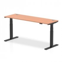 Sit-Stand Desk | 1800 x 600mm | Silver Legs | Walnut Top | Cable Ports | Air